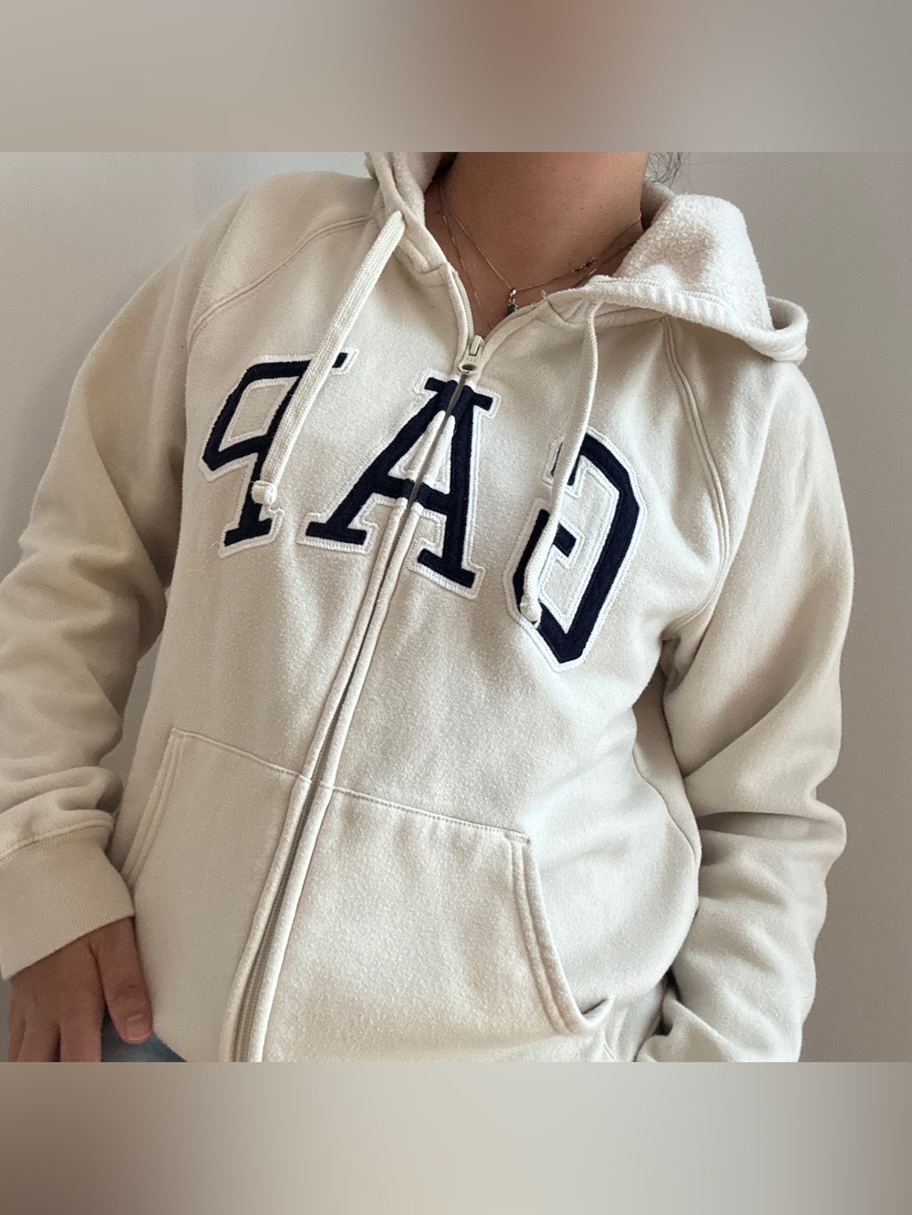 GAP Cream Zip Front Hoodie